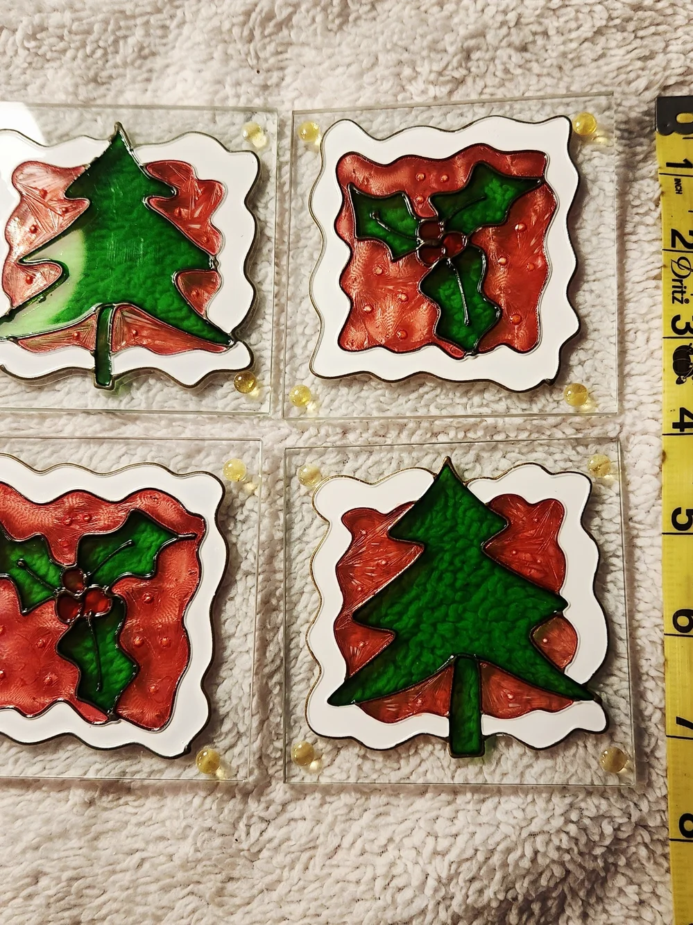 American Greetings Red and Green Holiday Coaster Set